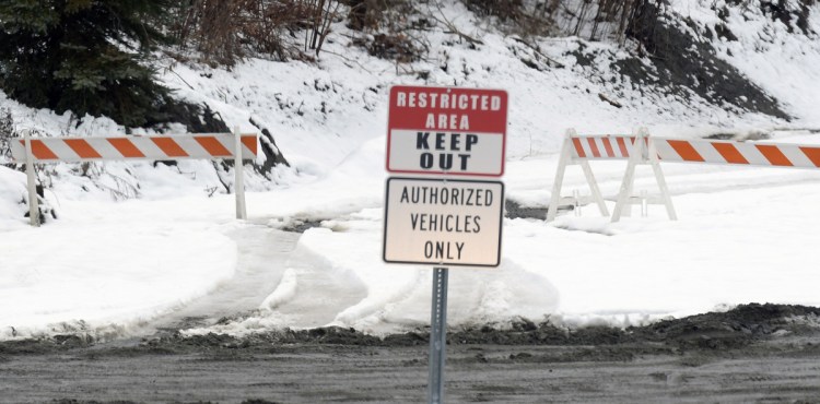 The access road to a residence behind the Augusta Public Works, as seen Nov. 28, had been blocked by barricades, but they were moved aside.