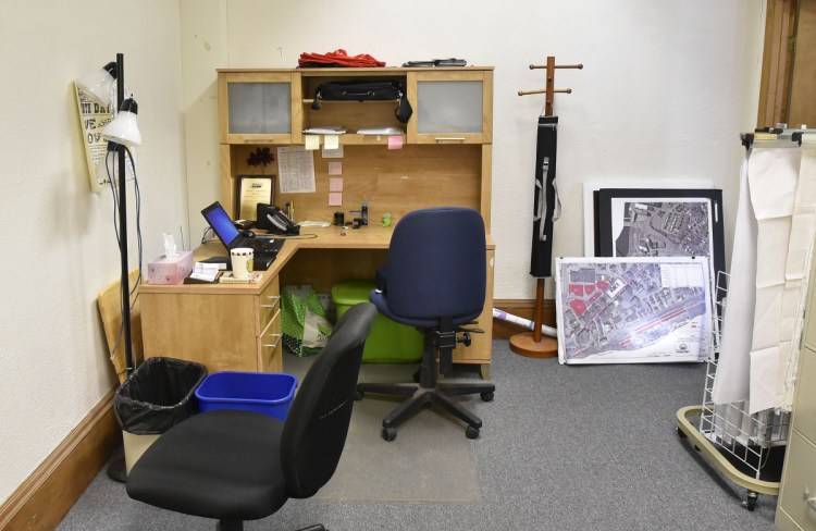 This small office space beside the mayor and city manager's offices in Waterville City Hall has been used by the Sustain Mid-Maine Coalition organization at no charge. Mayor Nick Isgro is seeking to end the organization's use of the office.