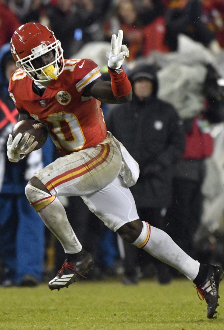 Kansas City receiver Tyreek Hill has bid farewell to more than a few defenders this season, and that's a sight the Patriots must avoid in the AFC final Sunday.