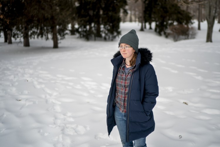 Terra Fletcher of Portland said she knew what signs to look for in an injured bird because of her falconry training. “Generally when they’re stressed like that, they freeze up and the best thing to do is get it in a box. I used my sweater to cover its eyes.”