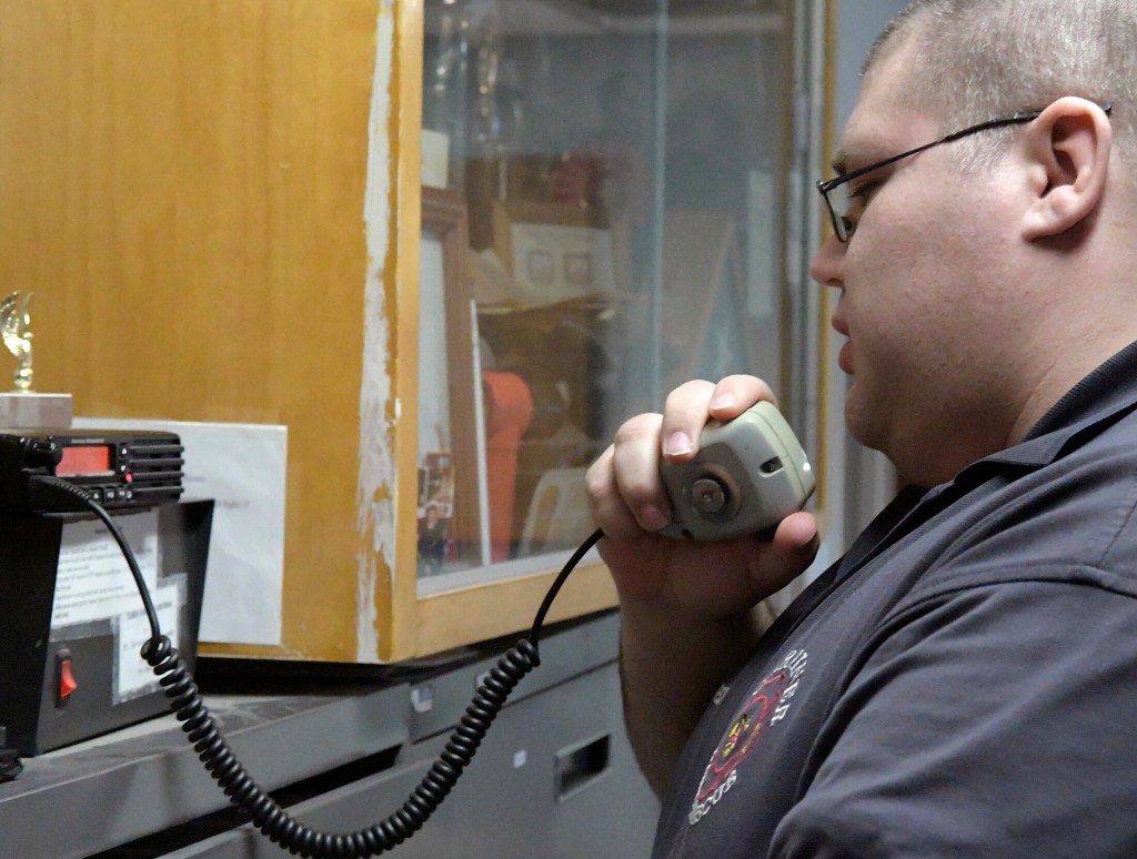 Gardiner firefighter Jesse Thompson answers a call Feb. 7 in Gardiner.