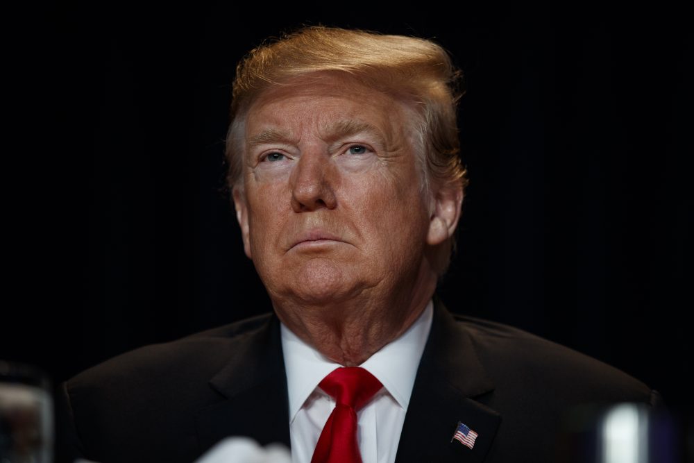 President Donald Trump listens during the National Prayer Breakfast, Thursday, Feb. 7, 2019, in Washington. (AP Photo/ Evan Vucci)