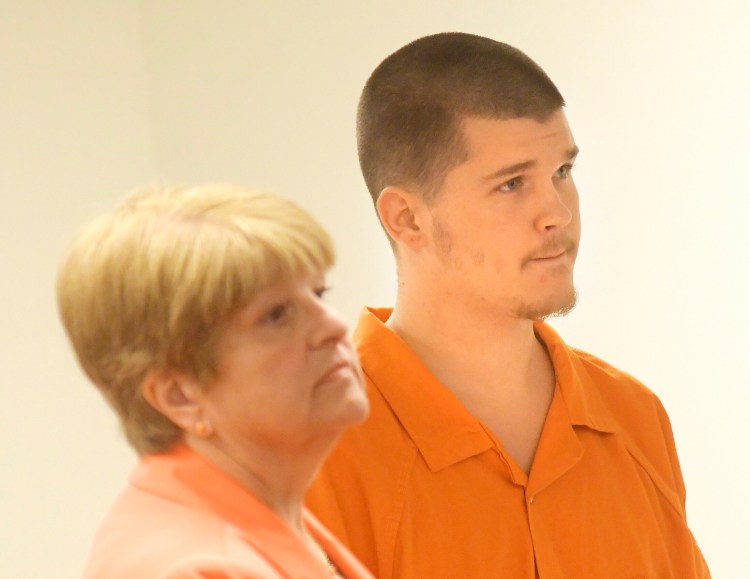 Derrick L. Dupont, then 26, of West Gardiner, enters a plea of not guilty Aug. 28, 2017, on a charge of murder in the shooting death of James L. Haskell Jr., 41, of Chelsea, in Kennebec County Superior Court. He appeared in court with his attorney, Pamela Ames.