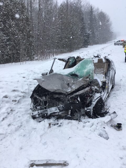 A 2015 Toyota Corolla was badly damaged in a head-on accident in Canaan on Sunday. 