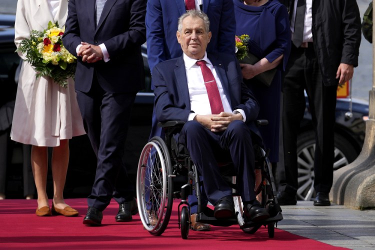 Czech Republic's President Milos Zeman welcomes his German counterpart Frank-Walter Steinmeier at the Prague Castle in Prague, Czech Republic in August. 