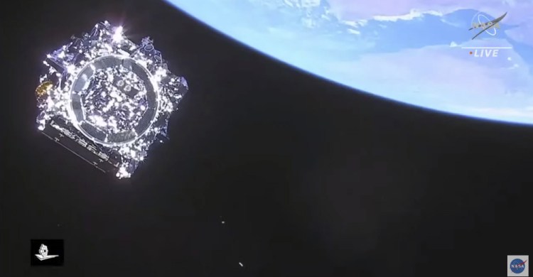 The James Webb Space Telescope is separated in space on Dec. 25.

