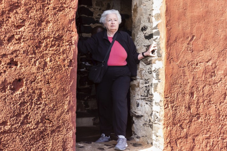 U.S. Treasury Secretary Janet Yellen stands in the "Door Of No Return" on Goree Island, Senegal, on Saturday. (AP Photo/Stefan Kleinowitz)